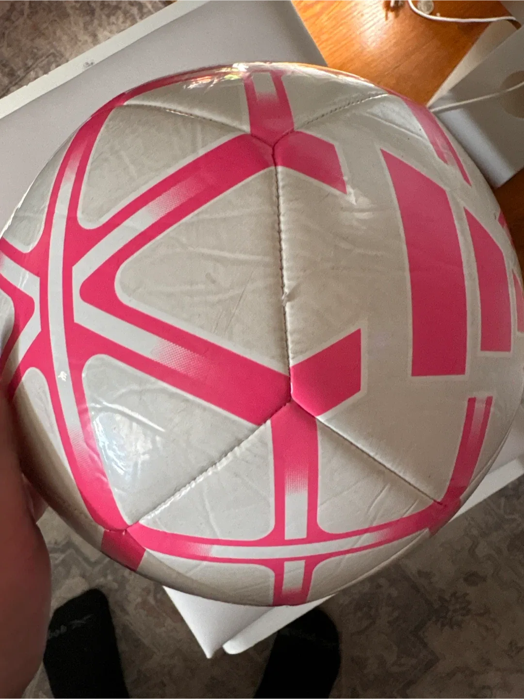 Pink and White Soccer Ball