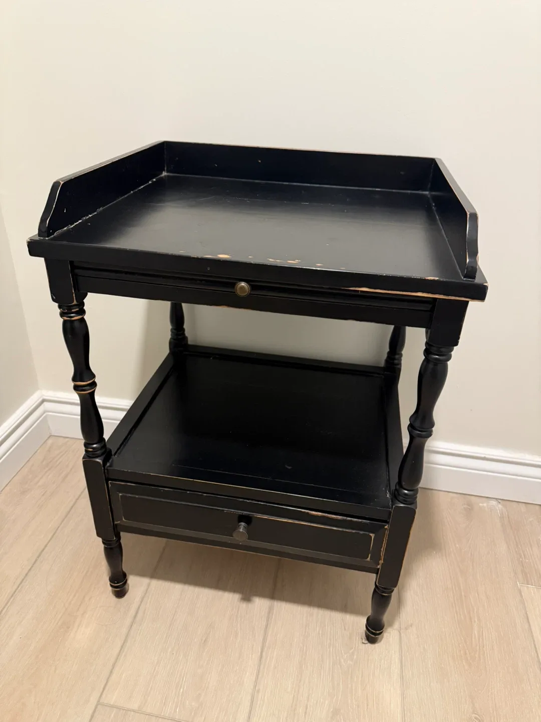 Black Side Table with Drawer