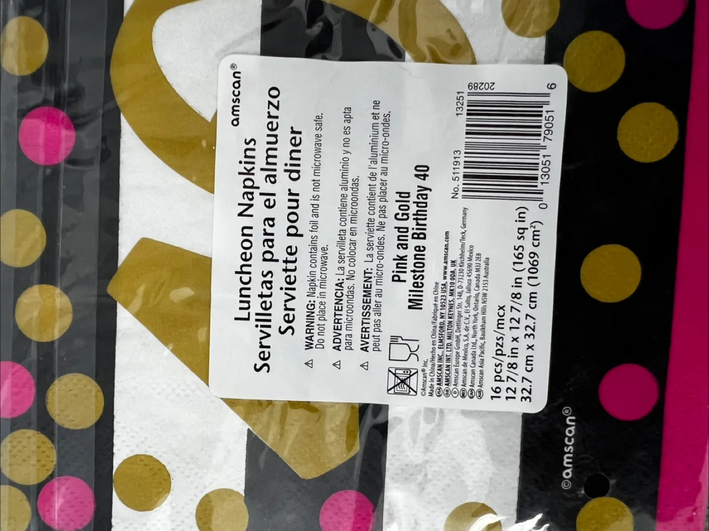 Amscan Luncheon Napkins - Milestone Birthday 40 image indicator(3)