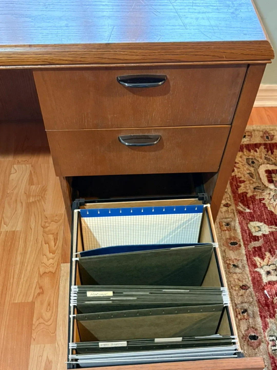 Wooden L-Shaped Desk with Drawers image indicator(6)