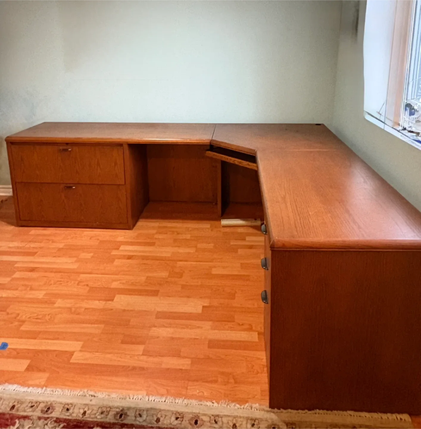 Wooden L-Shaped Desk with Drawers