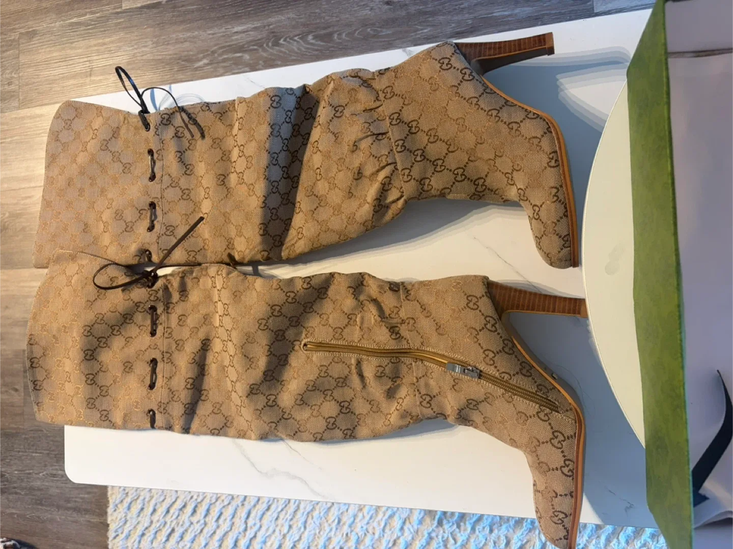 Gucci GG Canvas Knee High Boots - Size 40 image indicator(3)