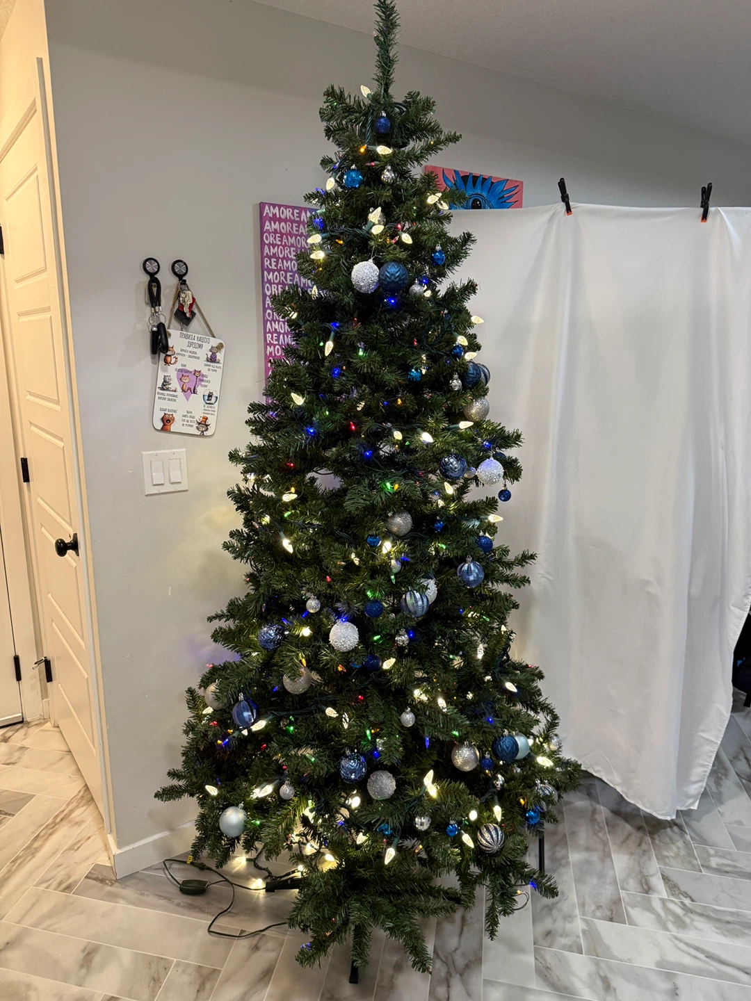 Artificial Christmas Tree with Lights & Ornaments