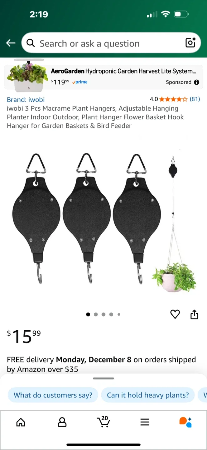 iwobi Plant Hangers, Adjustable 3-Pack image indicator(2)