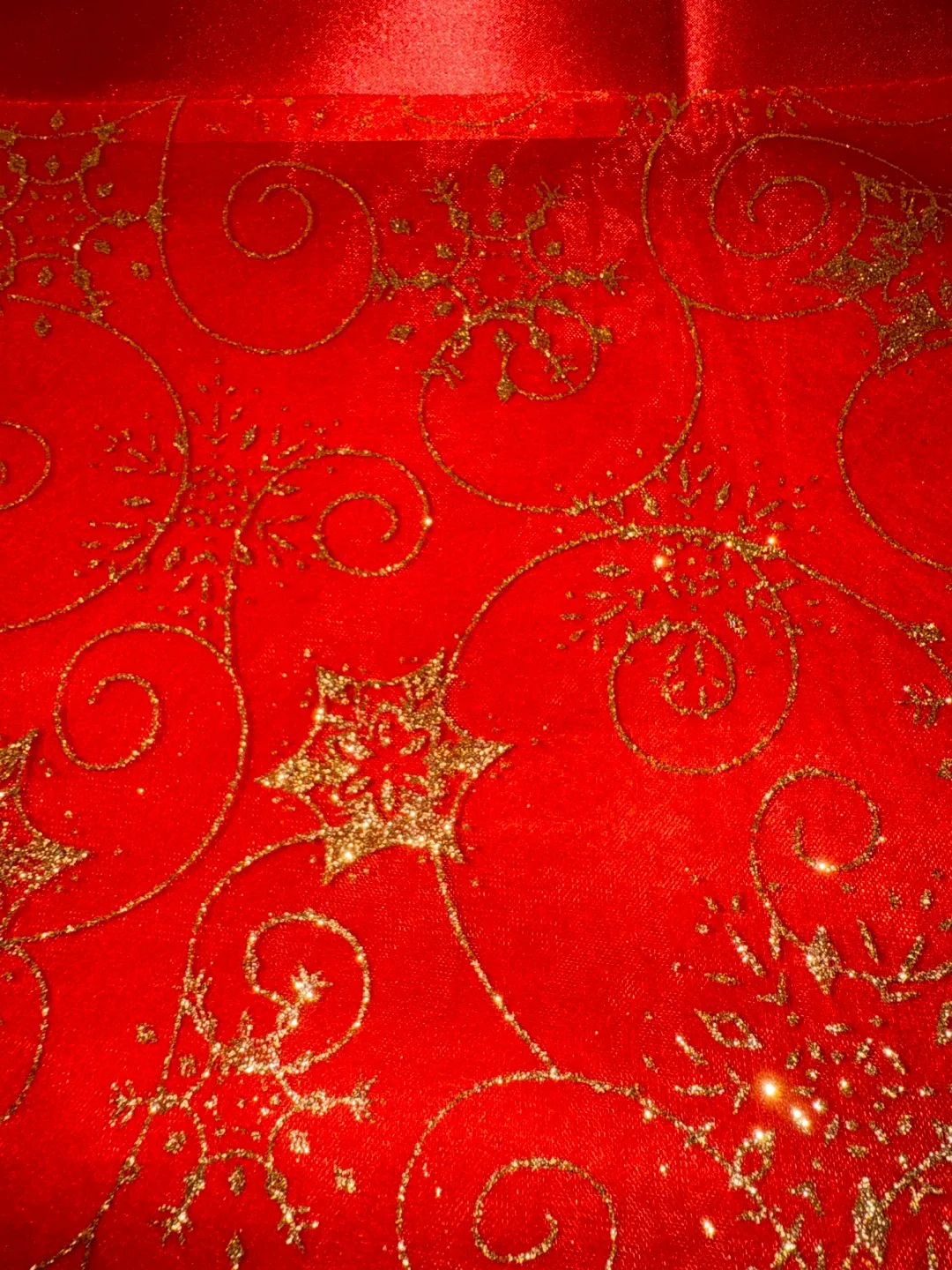 Red & Gold Holiday Fabric table cloth  2 in number