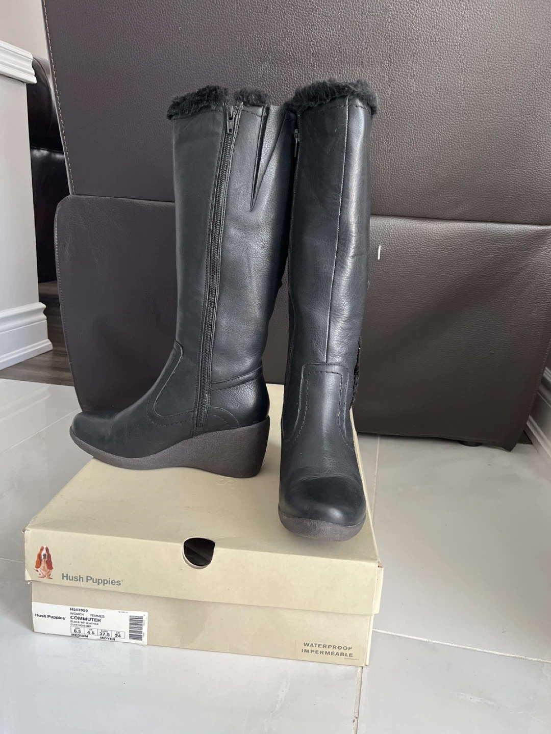 New Black Leather Women's Boots - Size 6.5