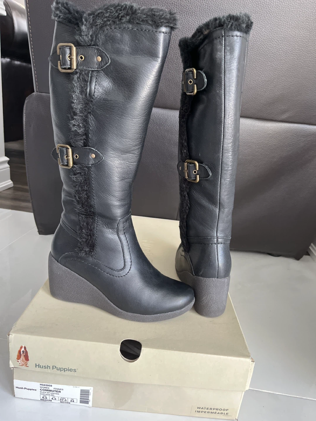 New Black Leather Women's Boots - Size 6.5 - photo 4