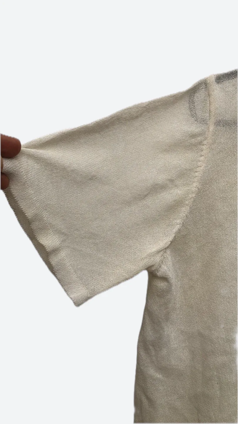 V-Neck Short Sleeve Top - Cream image indicator(3)