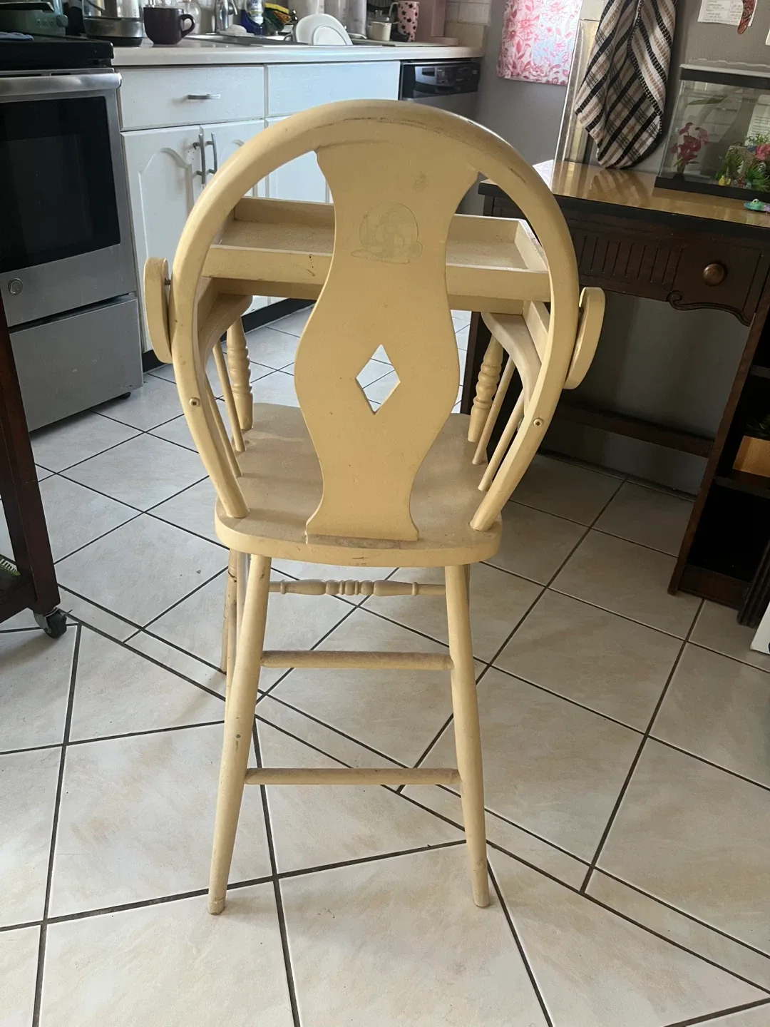 Vintage Wooden High Chair image indicator(3)