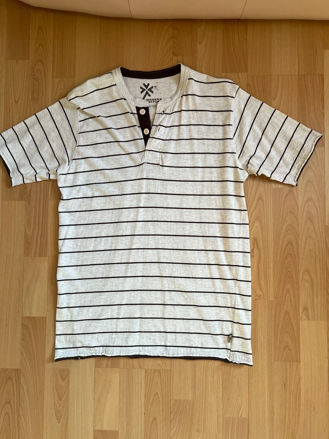 Modern Culture Striped Henley - Size L