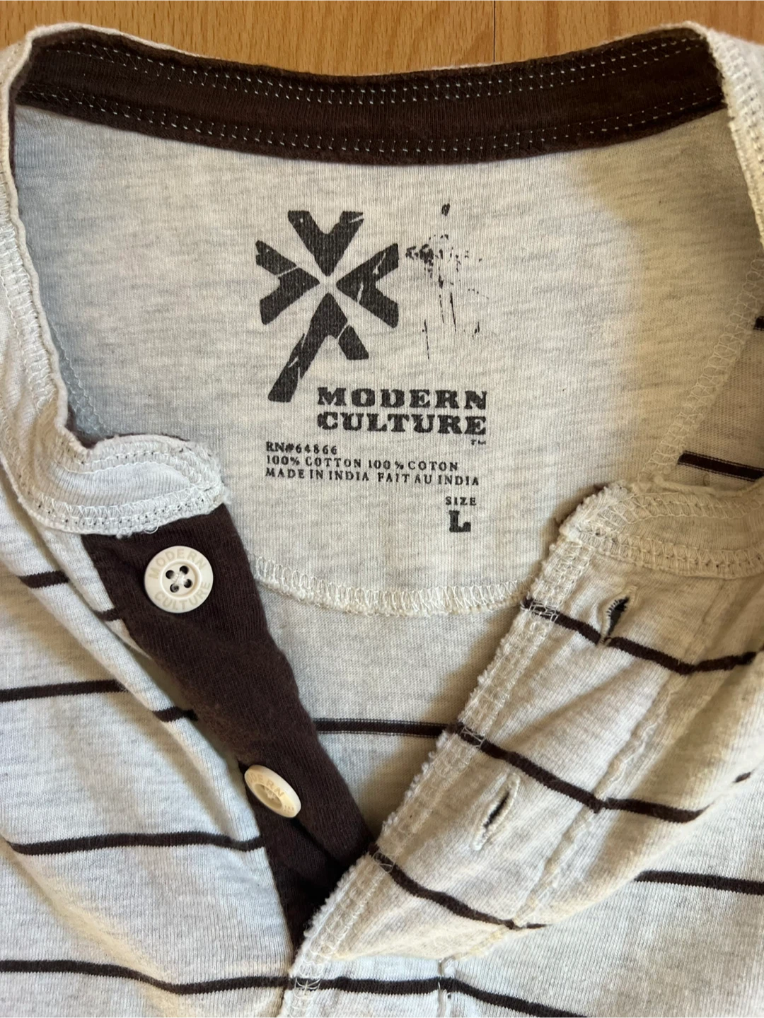 Modern Culture Striped Henley - Size L - photo 4