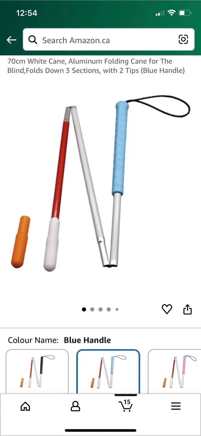 Folding White Cane for the Blind - Blue Handle