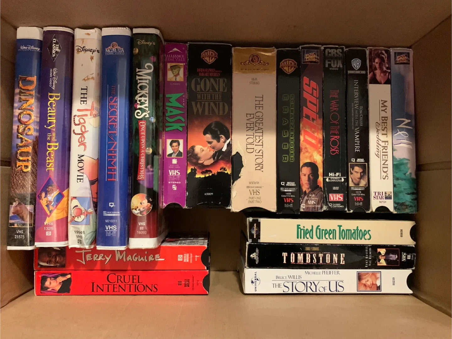 Box of VHS and DVD Movies