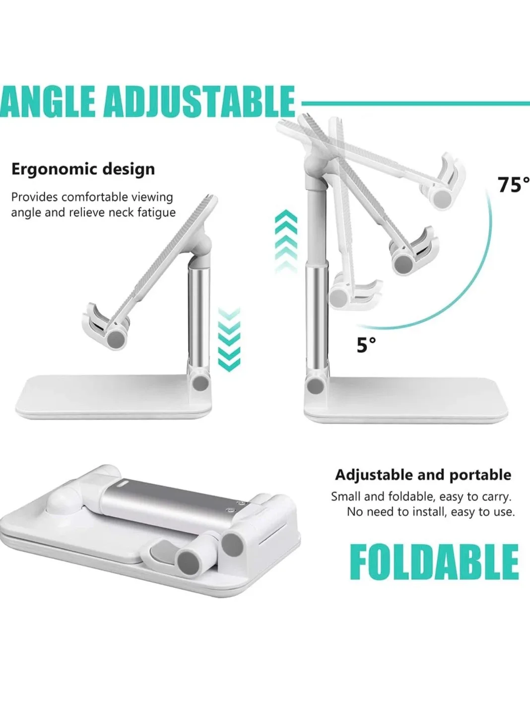 Foldable Phone & Tablet Stand - Adjustable & Portable image indicator(2)