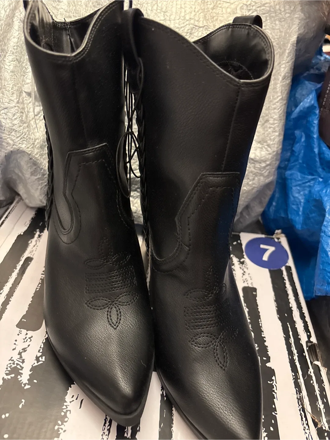 Ladies dv Black Cowboy Boots - Size 7