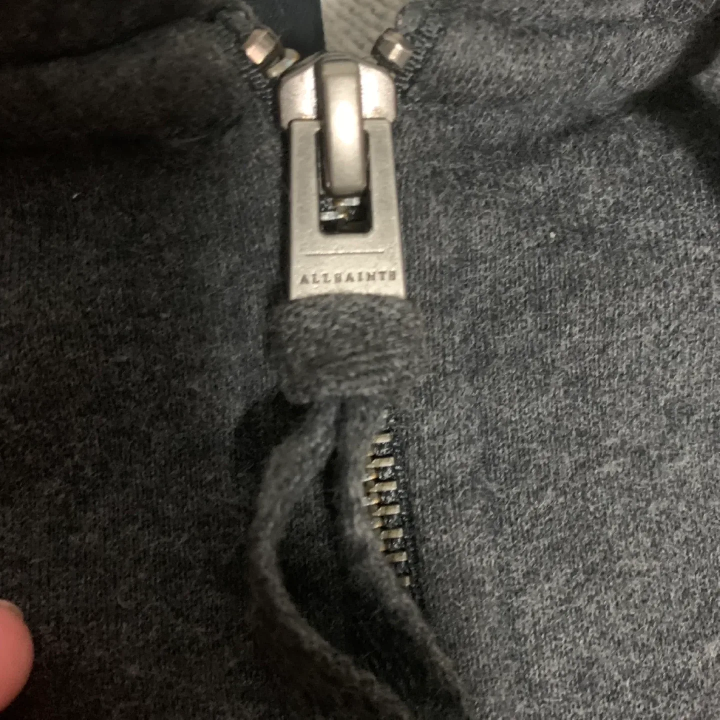 AllSaints Grey Zip-Up Hoodie - Size Medium image indicator(4)