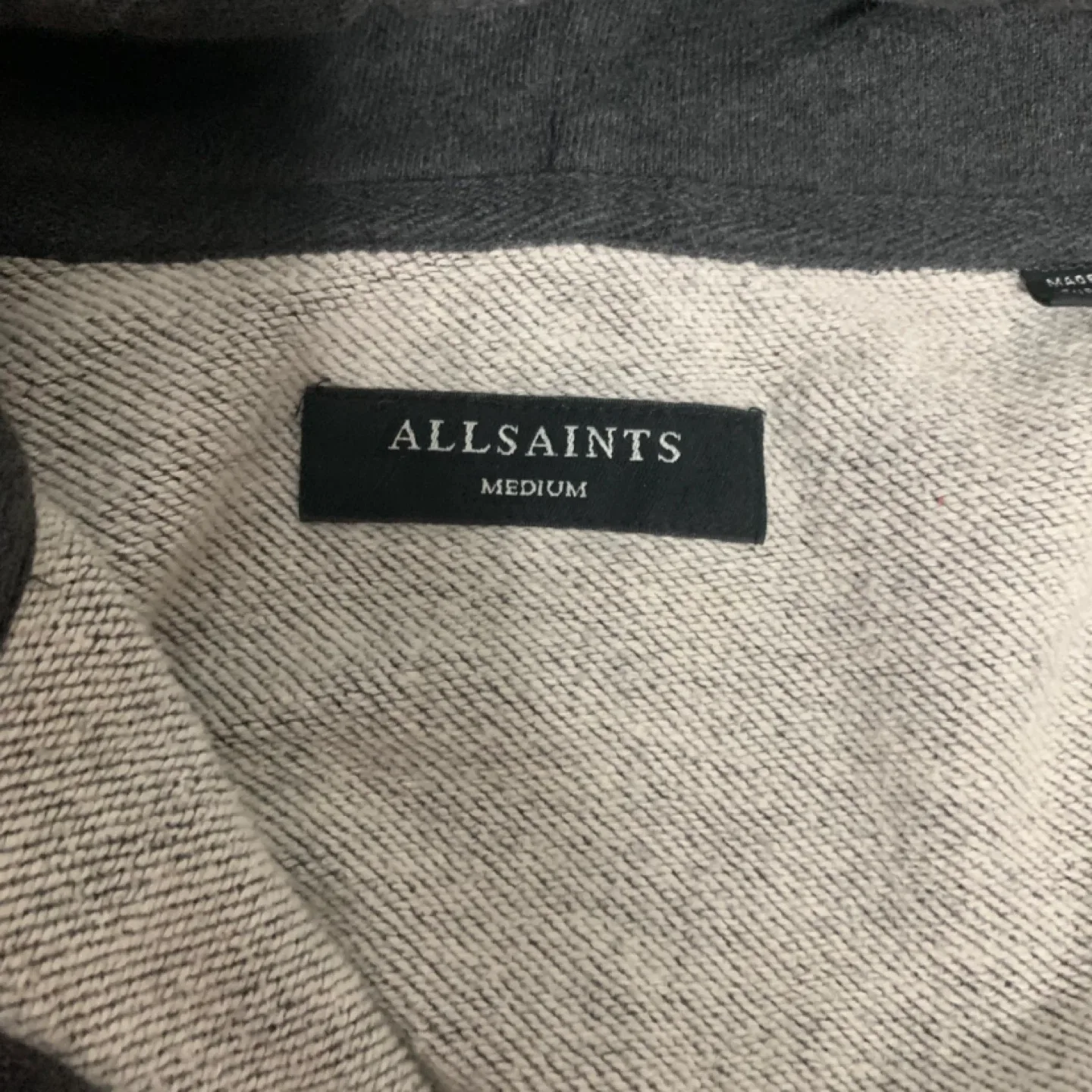 AllSaints Grey Zip-Up Hoodie - Size Medium image indicator(2)