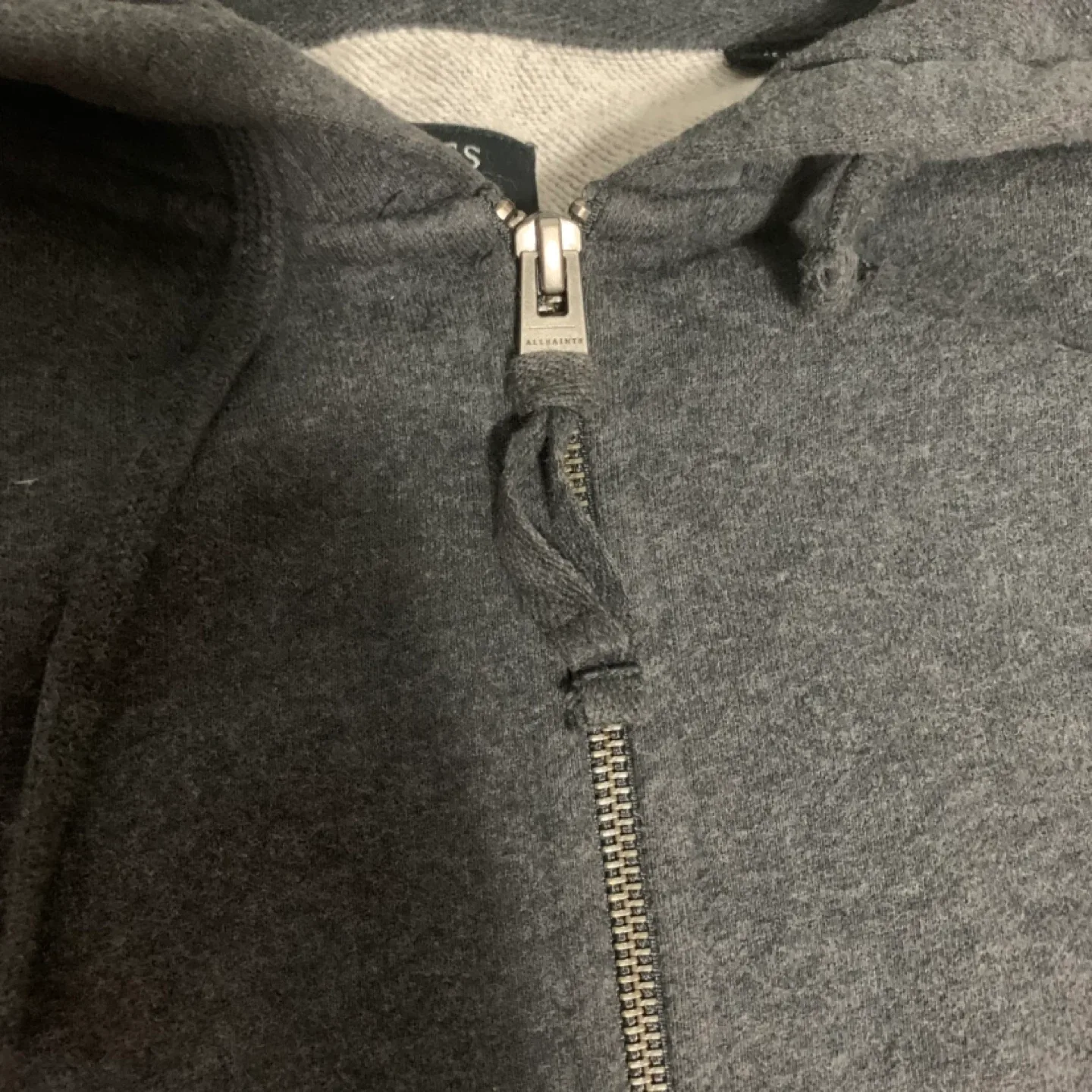 AllSaints Grey Zip-Up Hoodie - Size Medium image indicator(3)