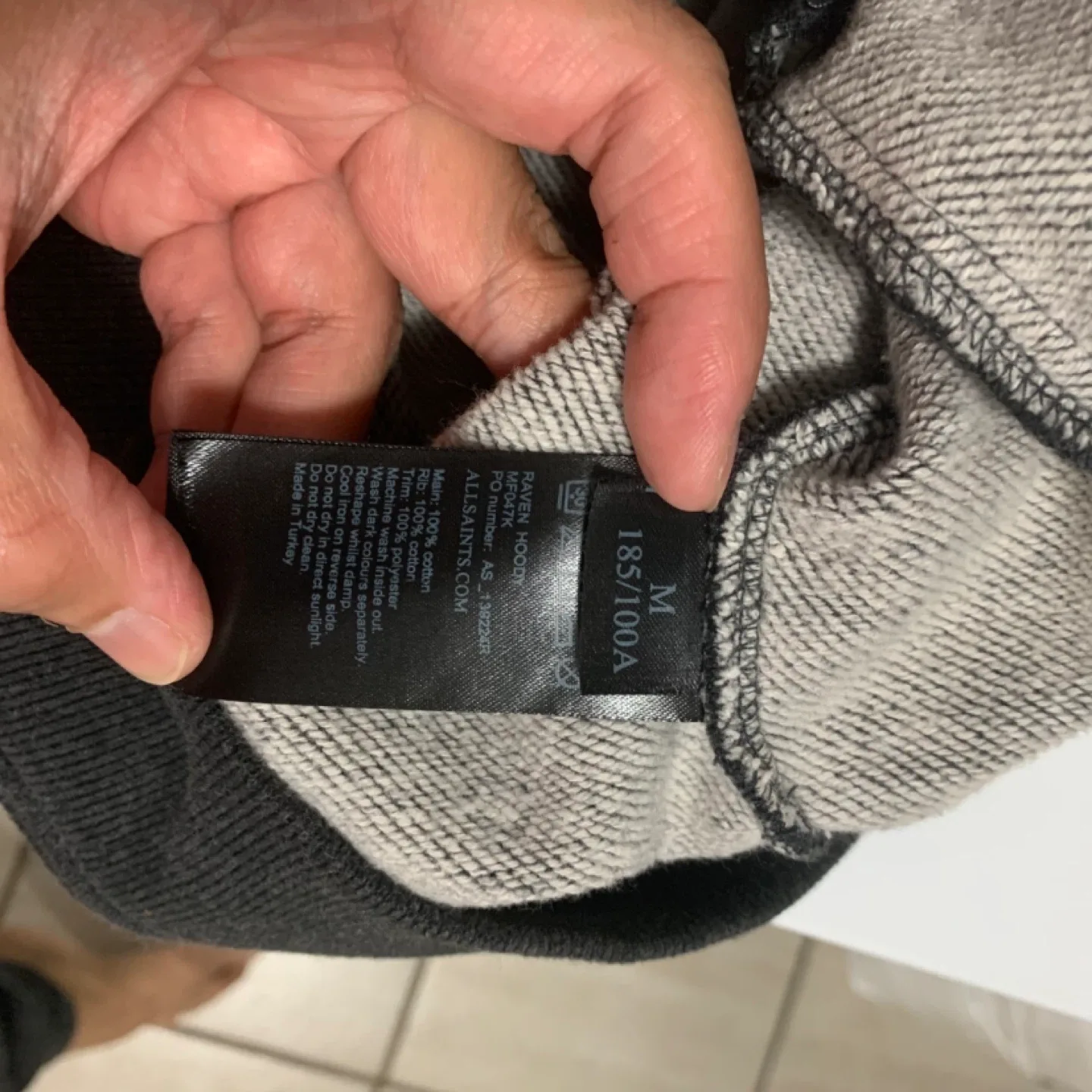 AllSaints Grey Zip-Up Hoodie - Size Medium image indicator(6)