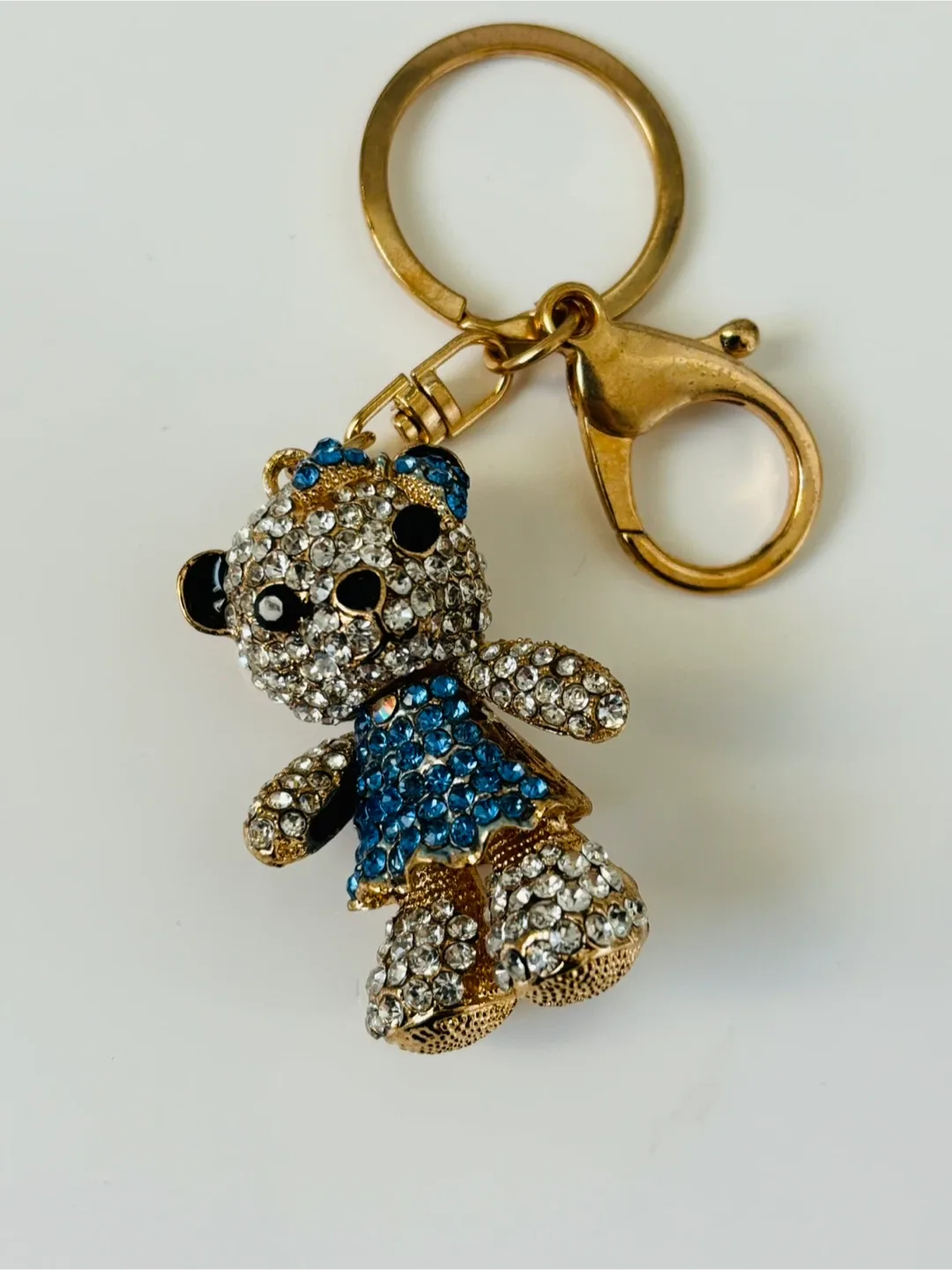 Teddy Bear Rhinestone Keychain - Blue & Gold image indicator(5)