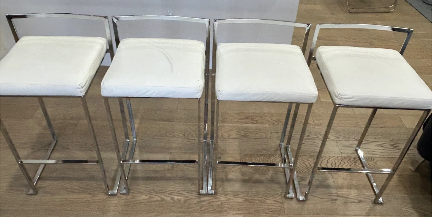 Chrome & White Bar Stools - Set of 4