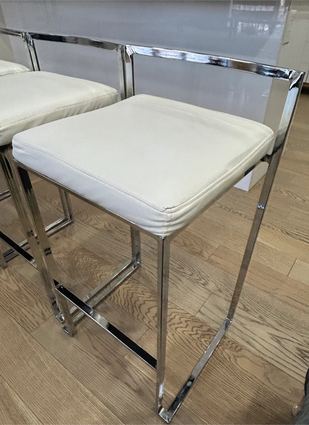 Chrome & White Bar Stools - Set of 4 - photo 2