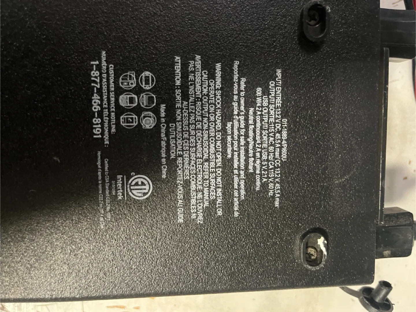 600W DC 12V to 115V AC Power Inverter