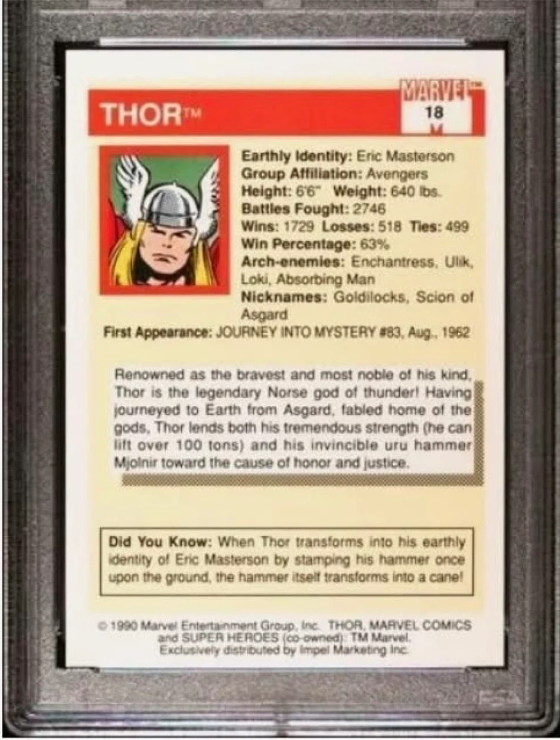 Thor Marvel Super Heroes Trading Card - photo 2
