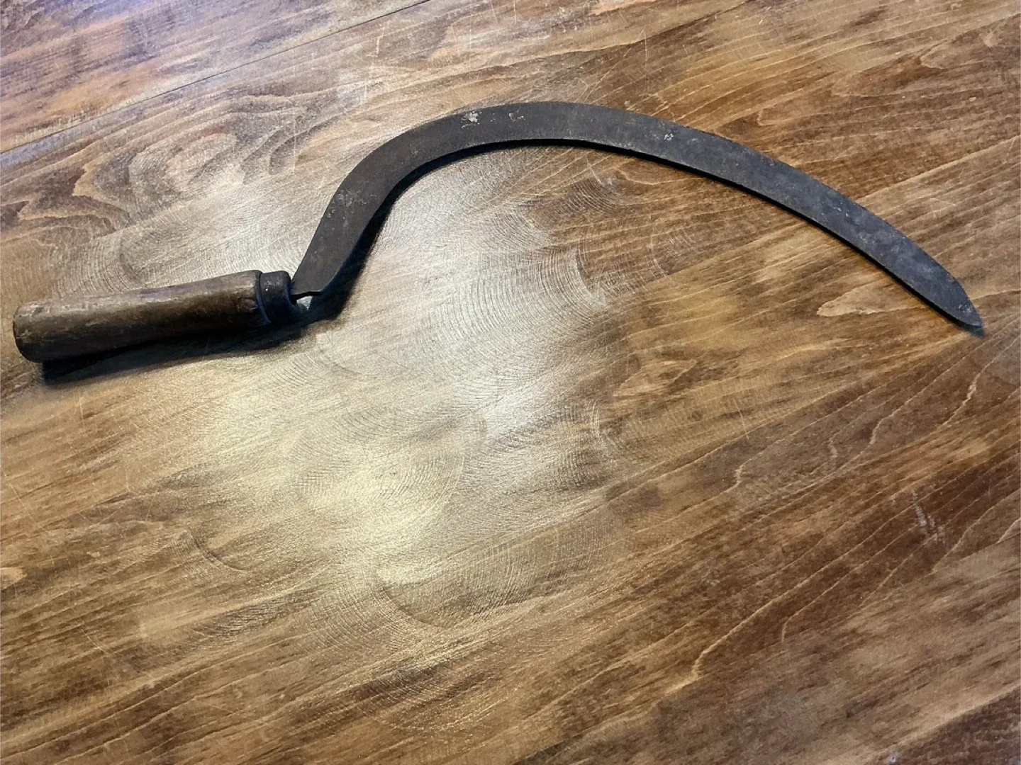 Antique Wood Handle Hay Grain Grass Cutting Sickle ! image indicator(9)