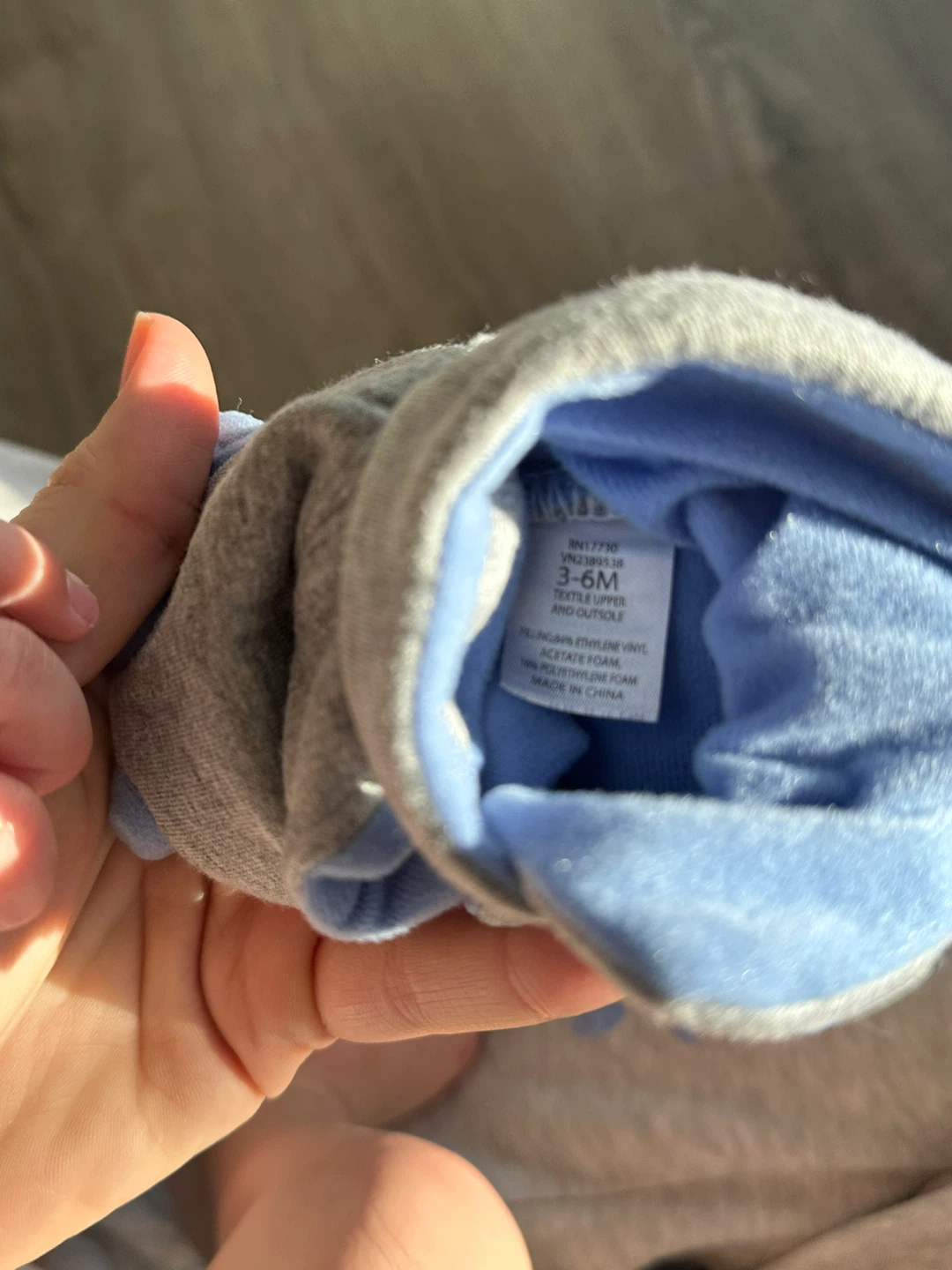 Baby Booties 3-6M Gray/Blue #Cleanout - photo 2