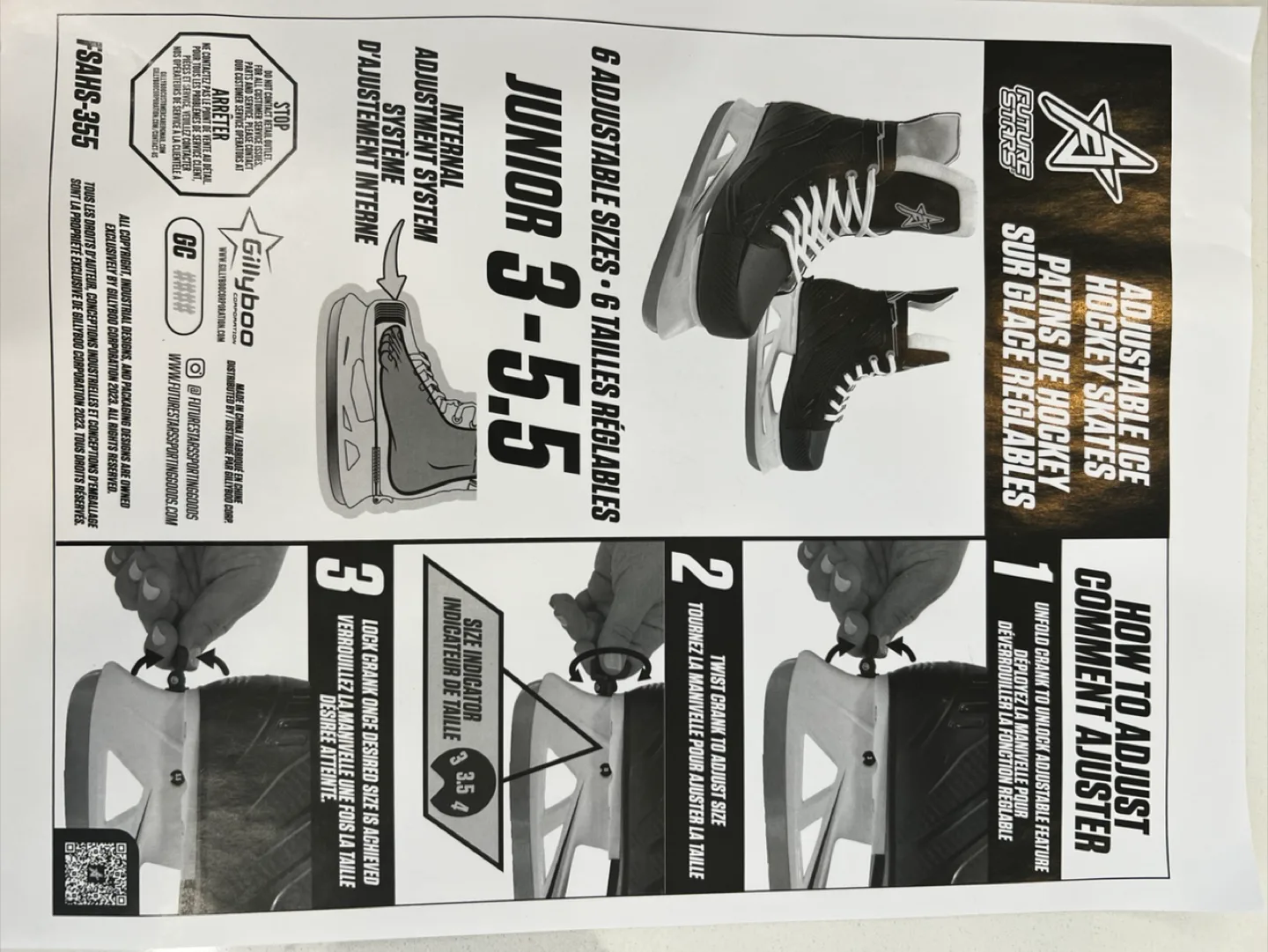 New Future Stars Adjustable Ice Hockey Skates Jr 3-5.5 NEW image indicator(5)