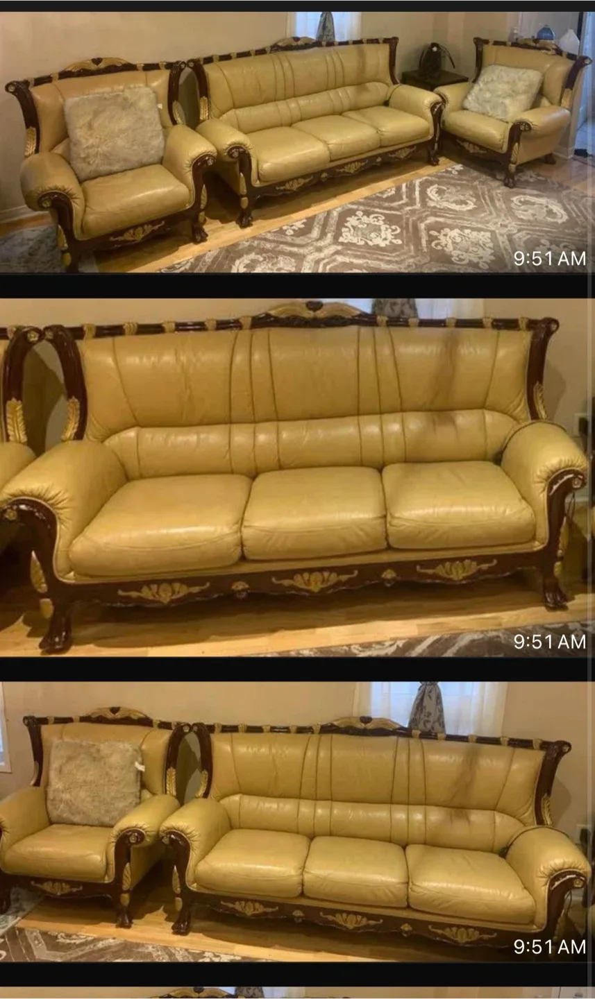 Leather Sofa and Armchair Set