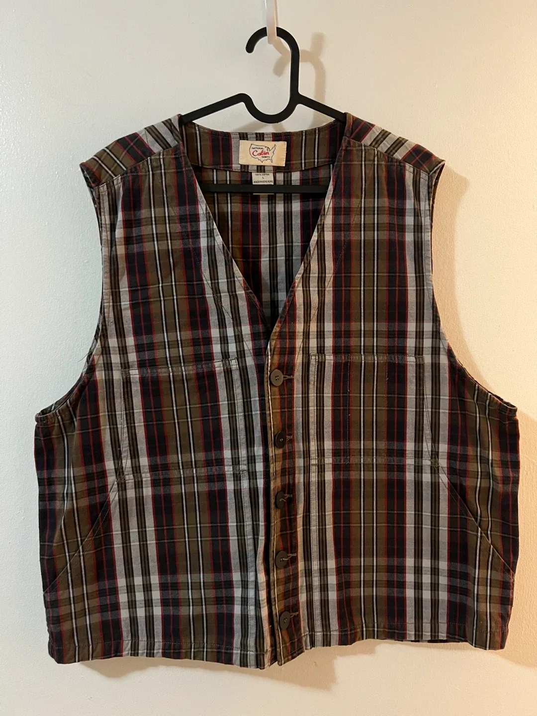Vintage National Cabin North Plaid Vest - Size L