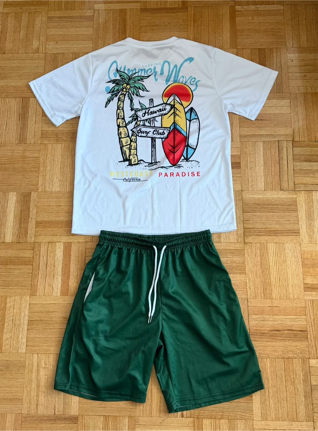 Summer Waves White Graphic T-Shirt. beachwear