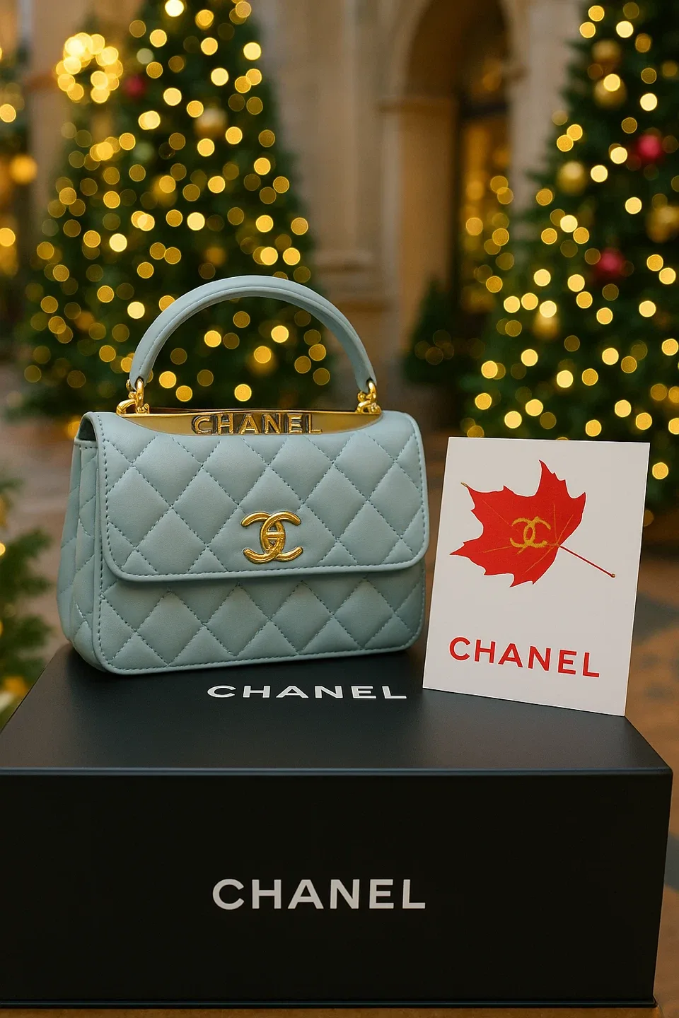 Chanel Top Handle Bag Light Blue