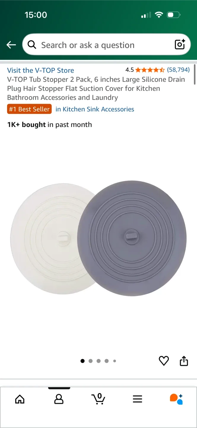 V-TOP Tub Stopper 2 Pack - Silicone Drain Plugs