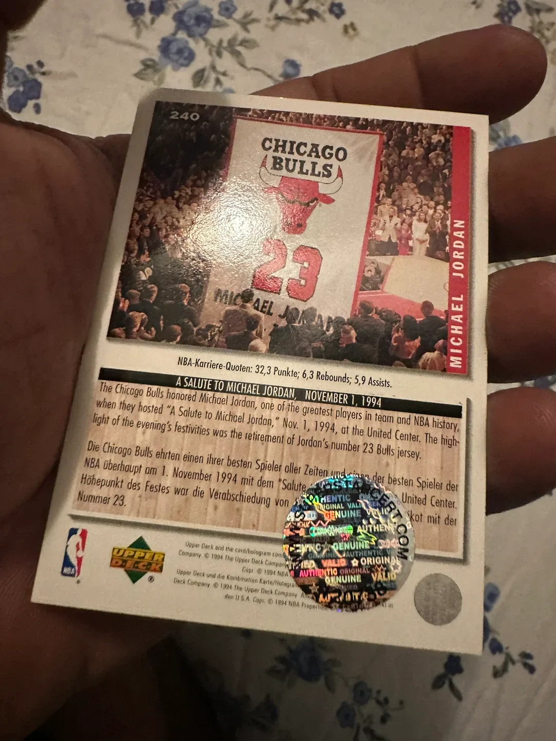 Michael Jordan Upper Deck Trading Card hand signed image indicator(3)