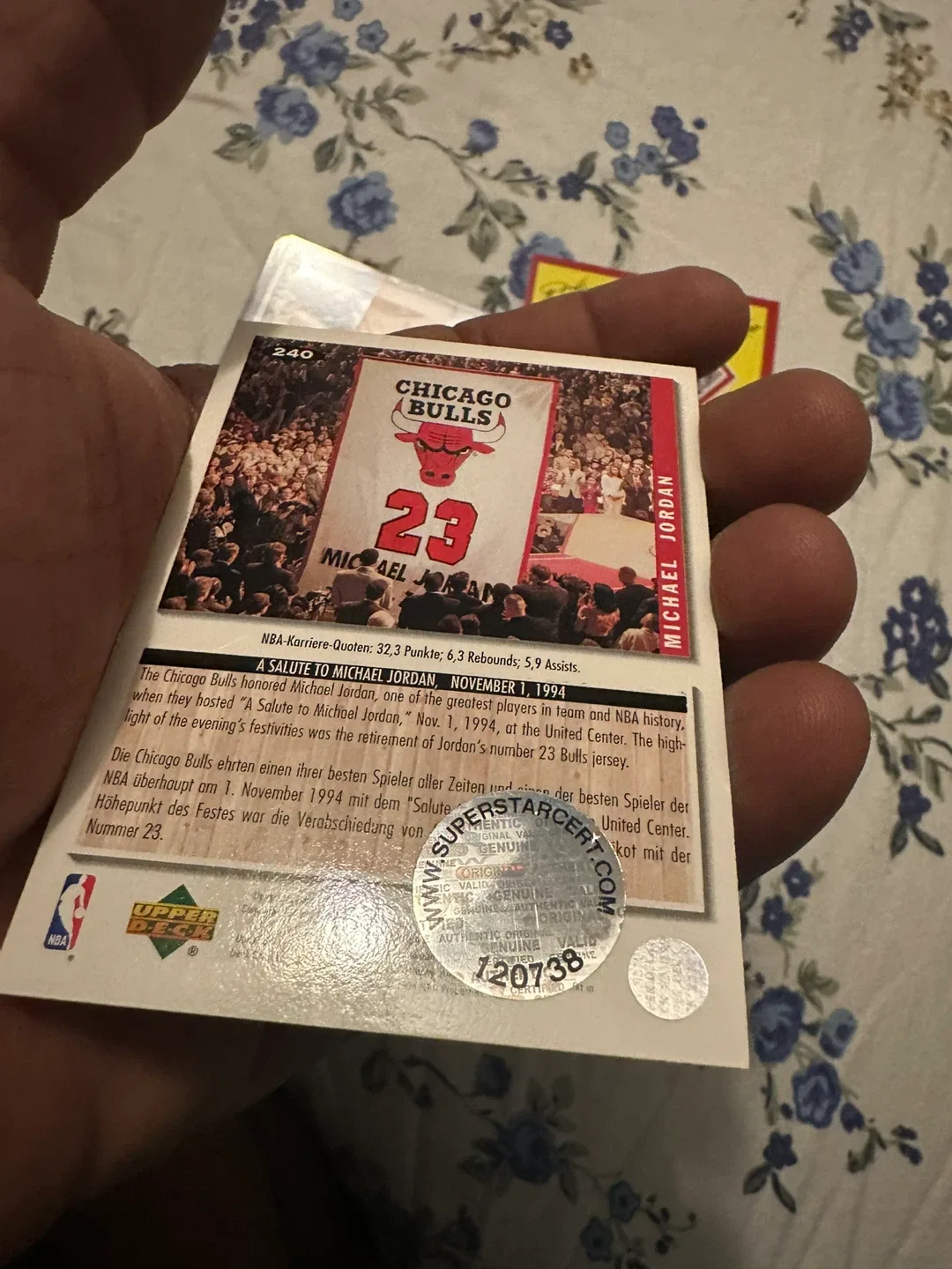 Michael Jordan Upper Deck Trading Card hand signed image indicator(4)