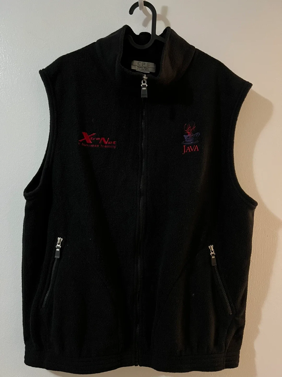 CPS Black Fleece Vest - XtraNet & Java Logos