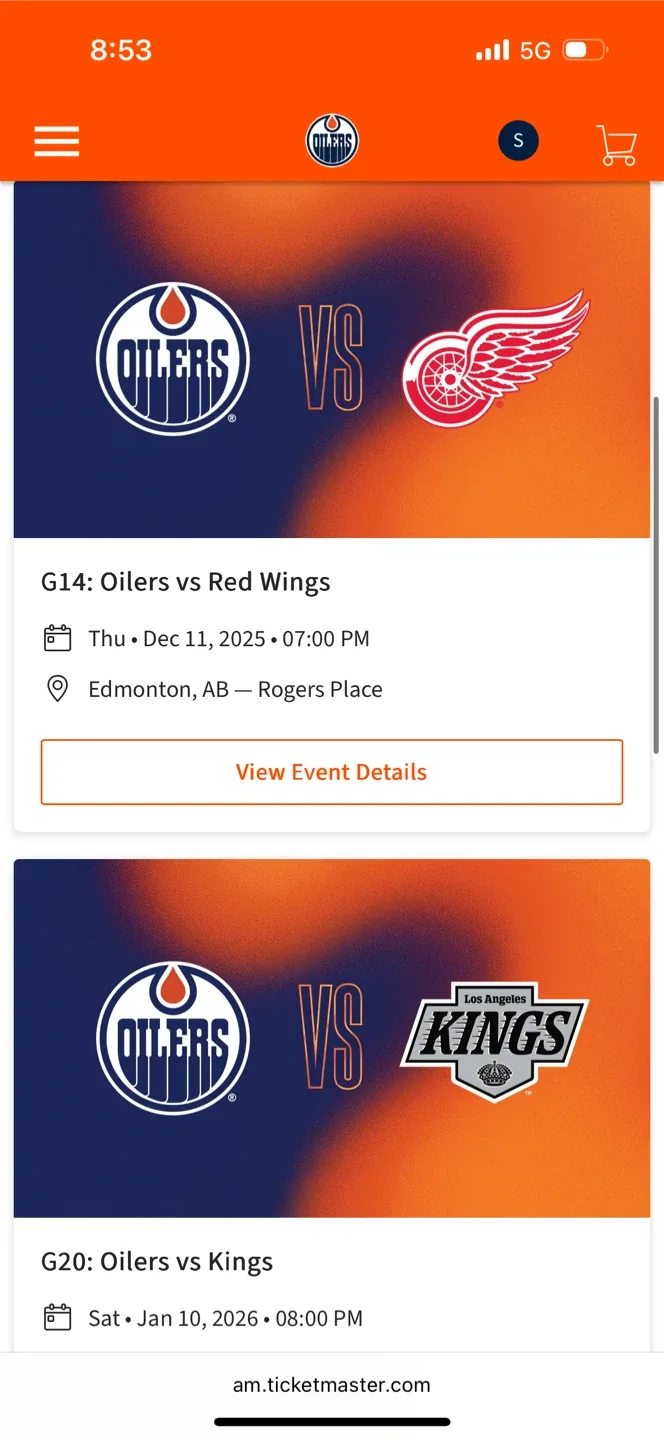 Oilers vs Red Wings Hockey Ticket