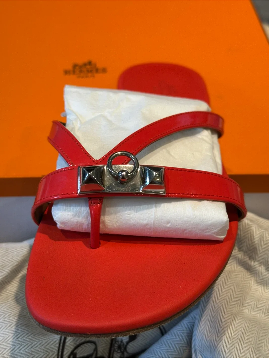 Hermès Chypre Sandals Red size 36.5 image indicator(3)