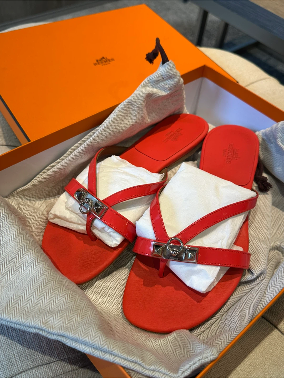 Hermès Chypre Sandals Red size 36.5