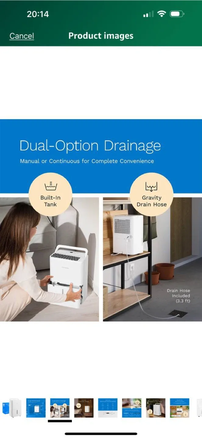 hOmeLabs 8 Pint Wi-Fi Dehumidifier – OPEN BOX image indicator(6)