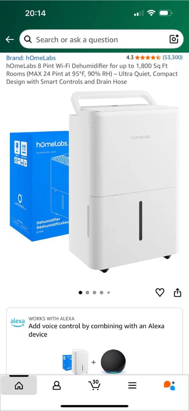 hOmeLabs 8 Pint Wi-Fi Dehumidifier – OPEN BOX - photo 3