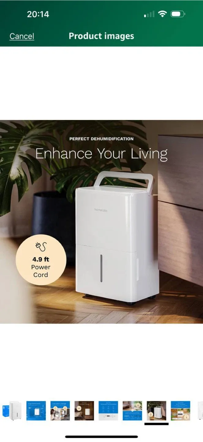 hOmeLabs 8 Pint Wi-Fi Dehumidifier – OPEN BOX image indicator(9)