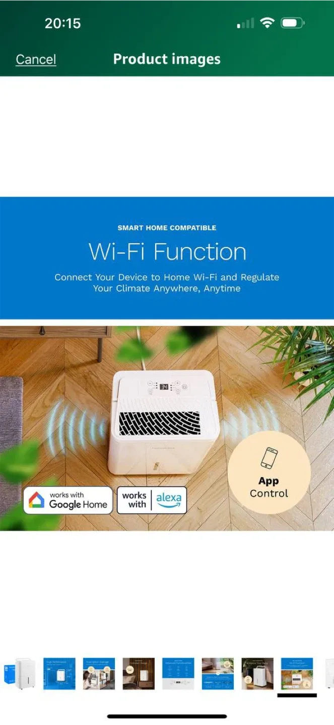 hOmeLabs 8 Pint Wi-Fi Dehumidifier – OPEN BOX image indicator(10)