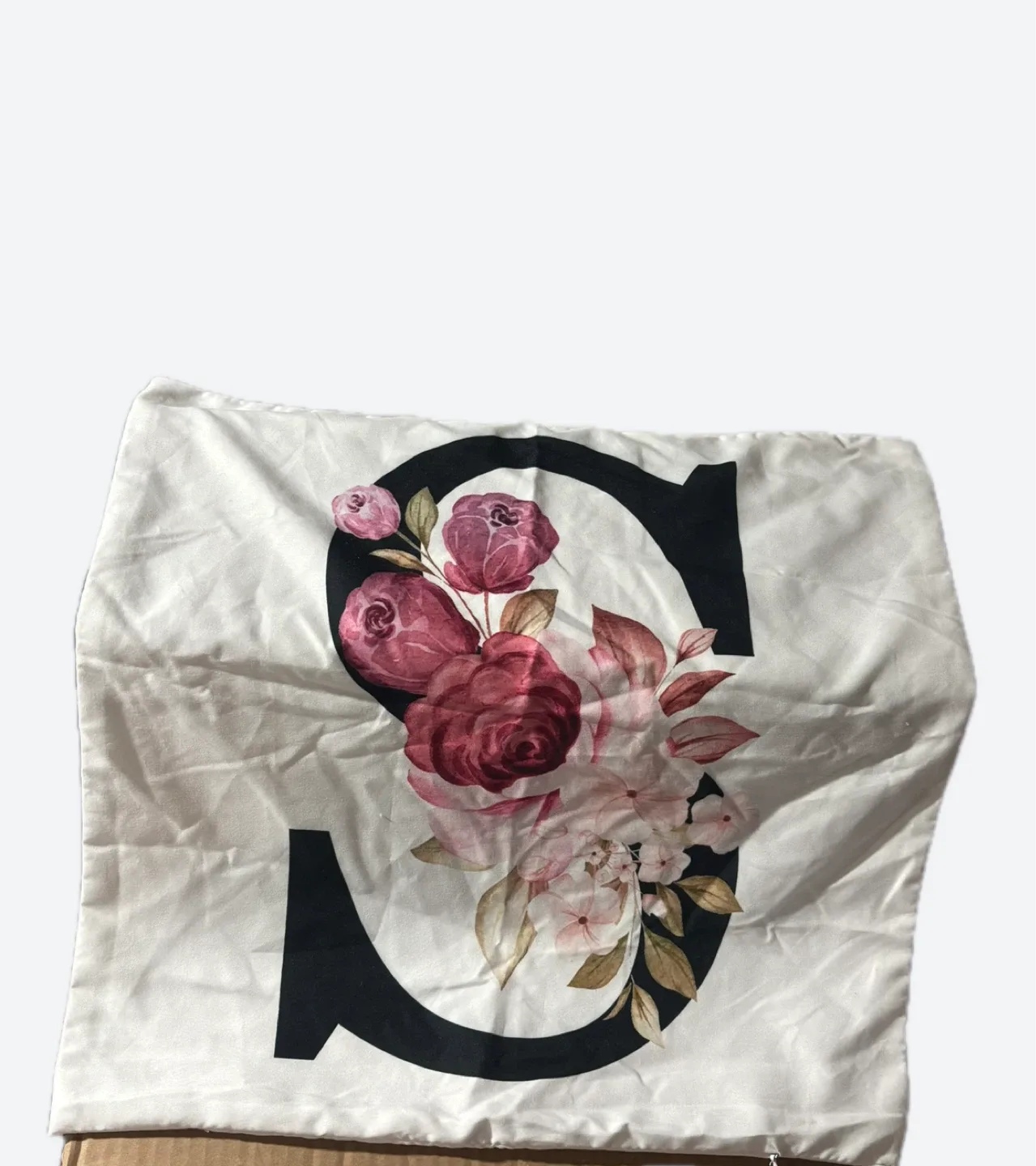 Letter S Floral Pillow Cover, 40x43cm