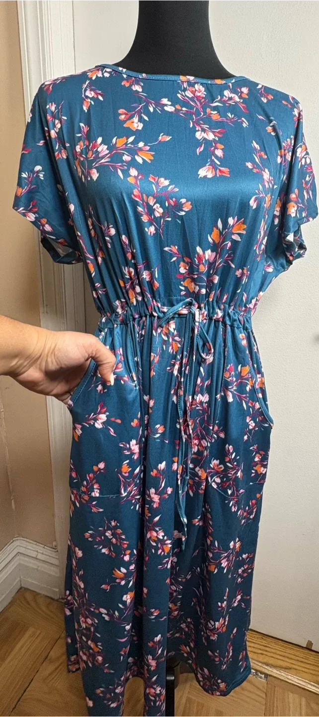 Shein Floral Print Midi Dress - Size L #cleanout image indicator(4)