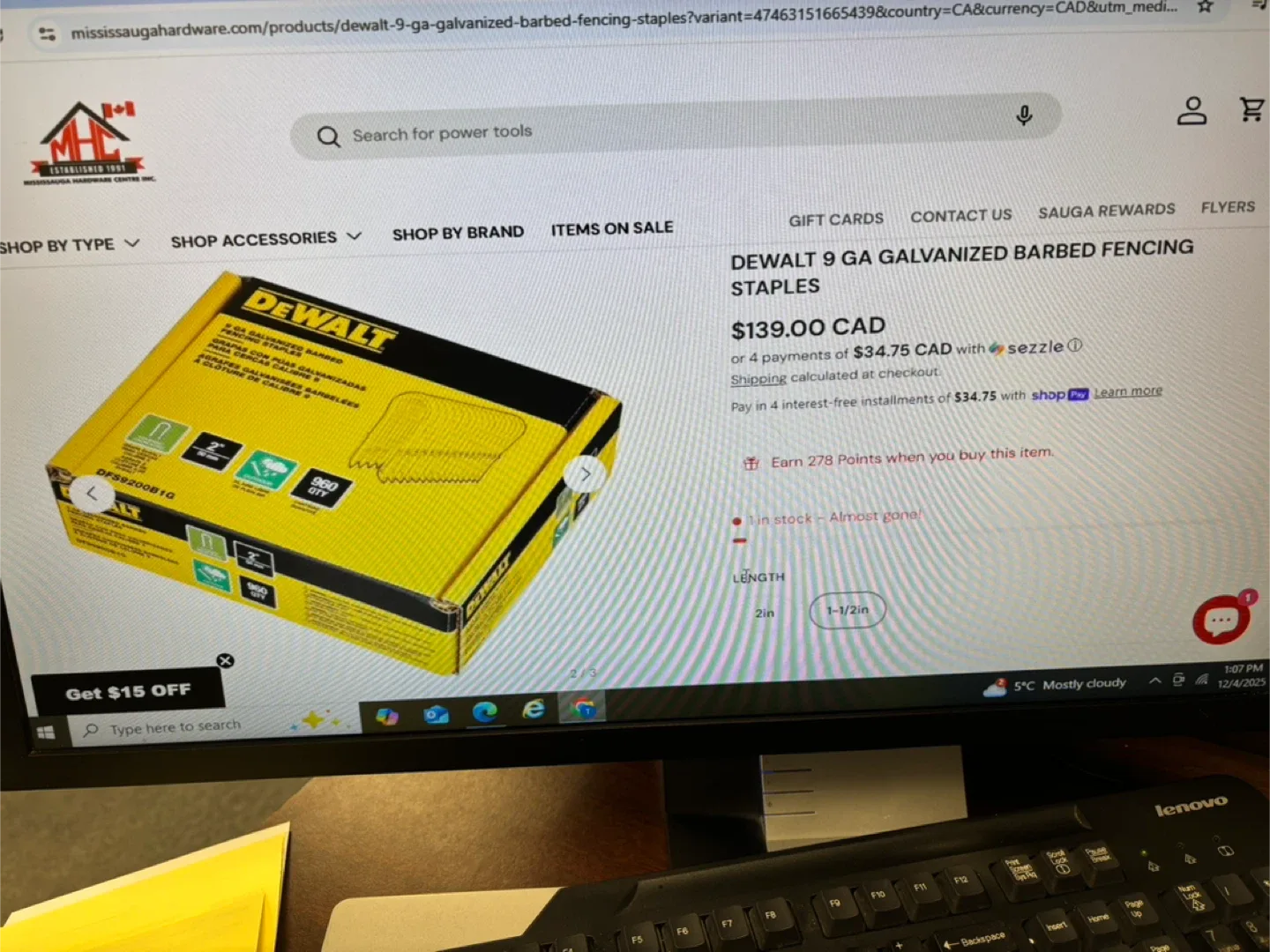 DeWalt 9 GA Galvanized Barbed Fencing Staples - 960 QTY