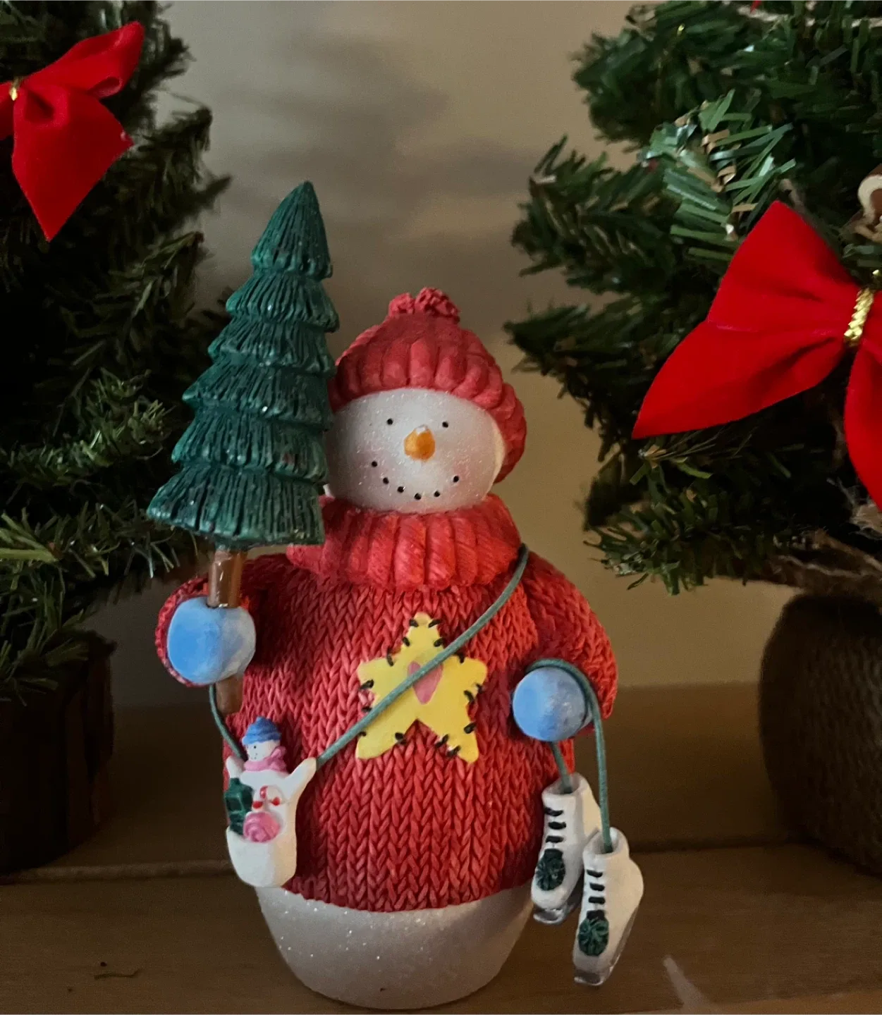 #Cleanout- Snowman Figurine with Christmas Tree